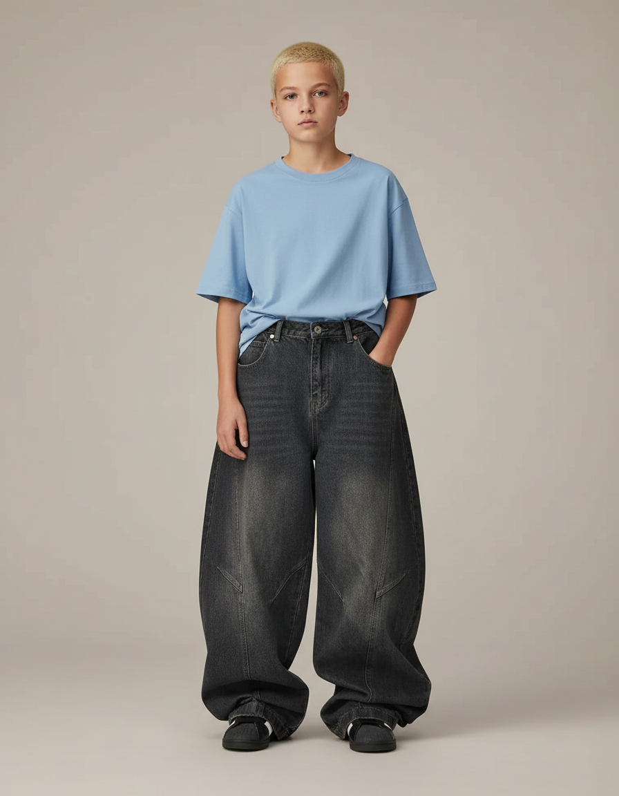 Pantalon Gris Ample Décontracté Urbain Enfant - Jean