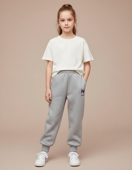 Pantalon Gris Molletonné Confortable Décontracté Enfant Kuromi