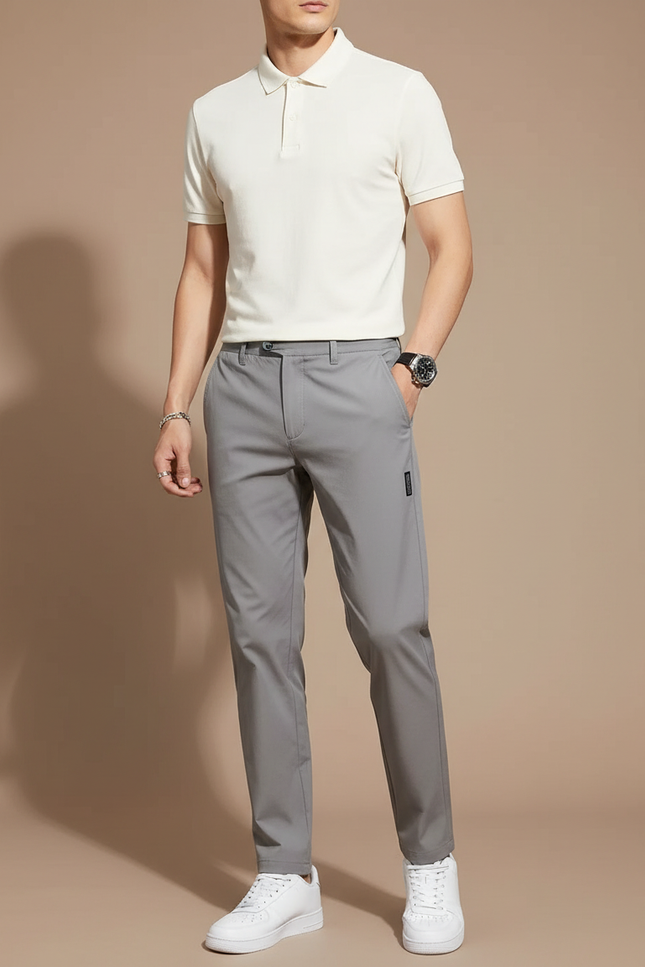 Pantalon Gris Slim Décontracté Respirant Tissu Léger - Polyester