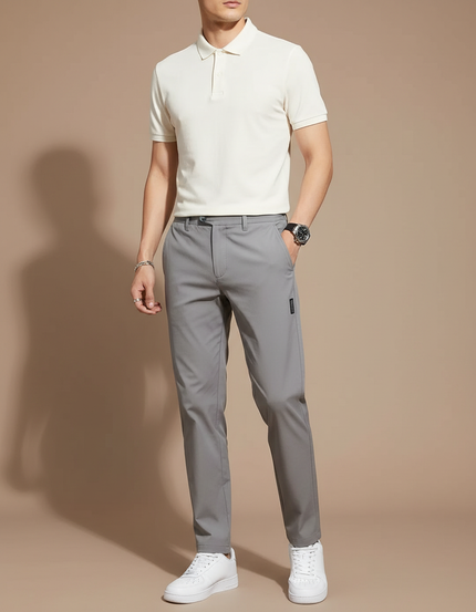 Pantalon Gris Slim Décontracté Respirant Tissu Léger - Polyester