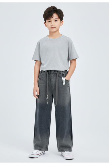 Pantalon Gris Dégradé Ample Denim Garçon - Jean