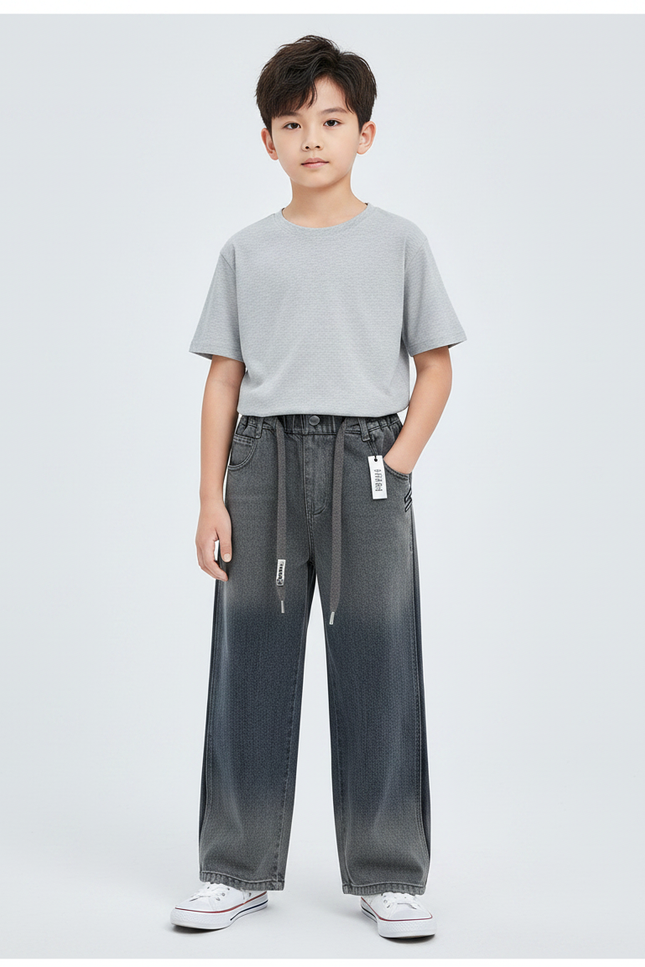 Pantalon Gris Dégradé Ample Denim Garçon - Jean