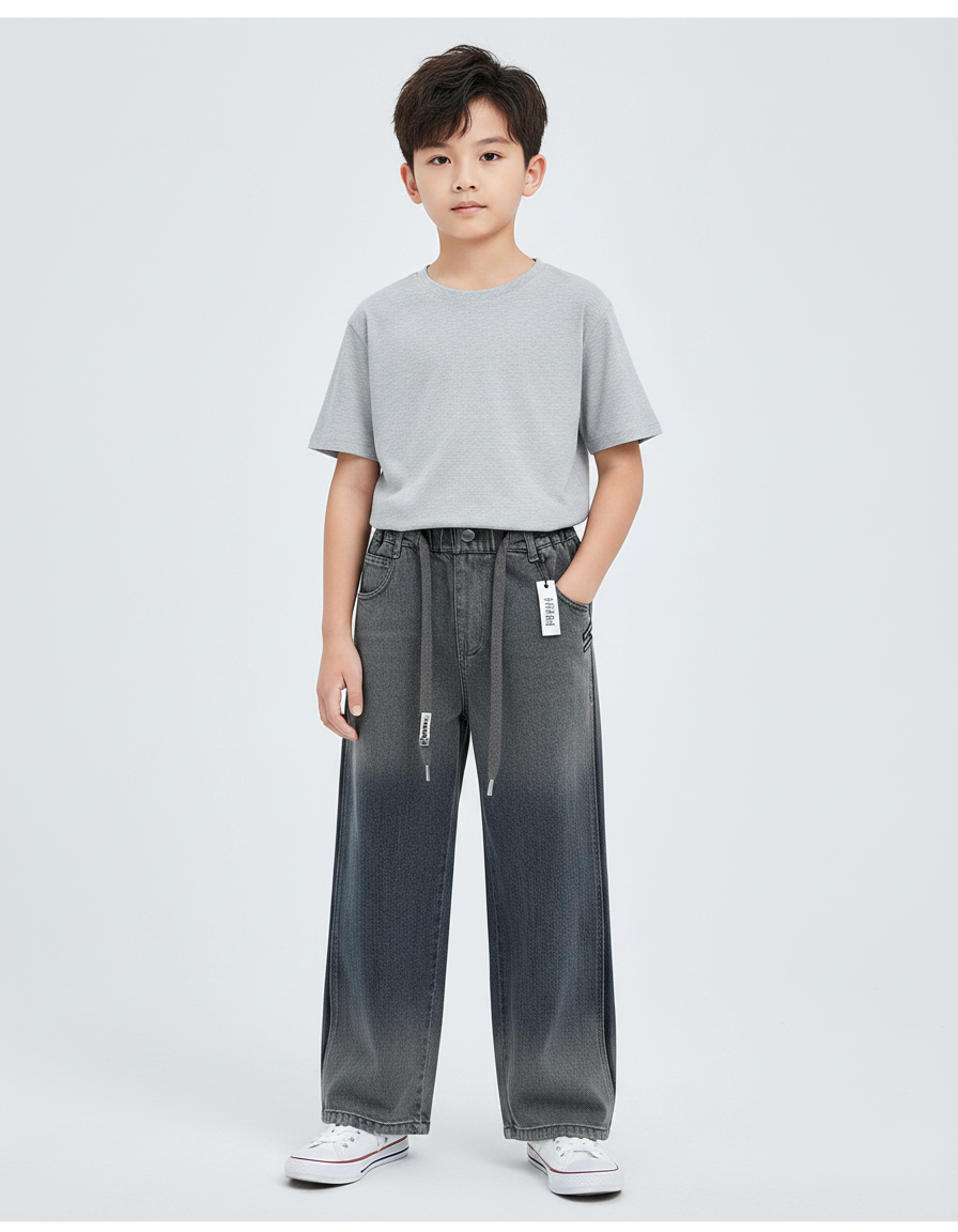 Pantalon Gris Dégradé Ample Denim Garçon - Jean