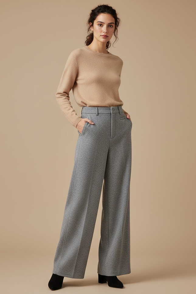 Pantalon Gris En Laine Femme