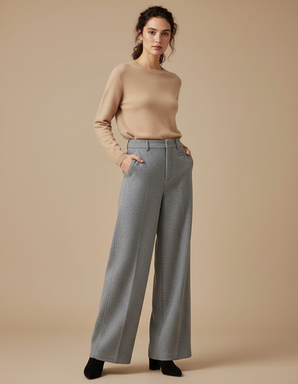 Pantalon Gris En Laine Femme