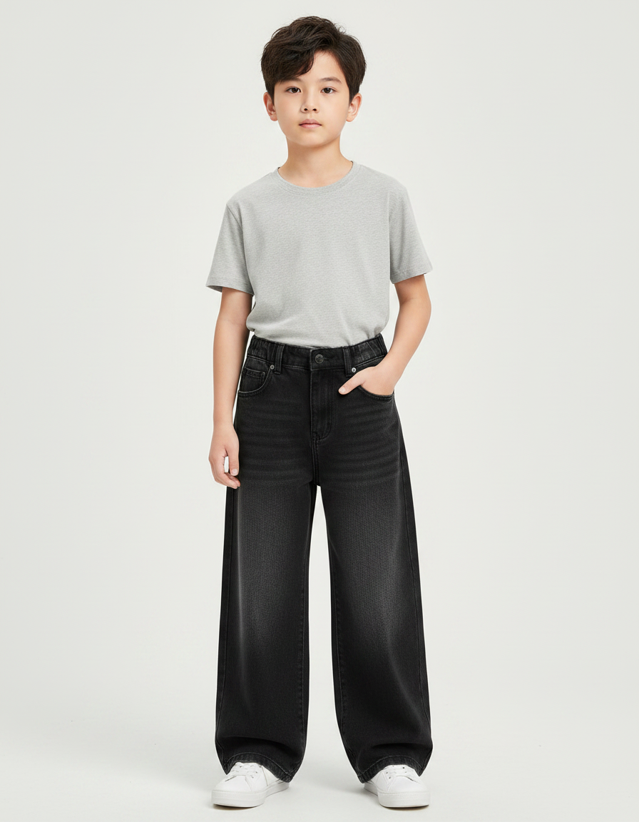 Pantalon Gris Large Décontracté Denim Garçon - Jean