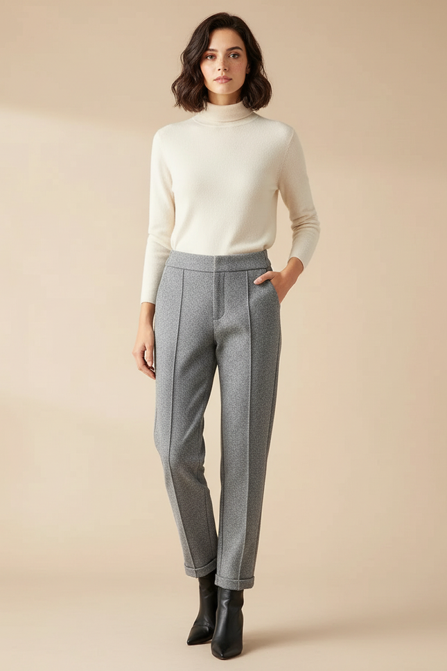 Pantalon Gris Laine Harem Taille Haute Femme