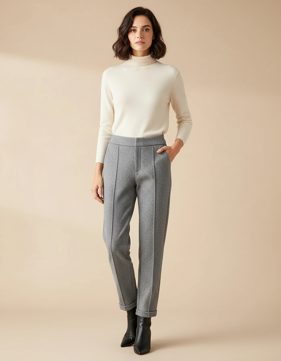 Pantalon Gris Laine Harem Taille Haute Femme