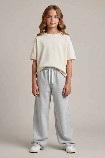 Pantalon Gris Ample Molletonné Décontracté Unisexe