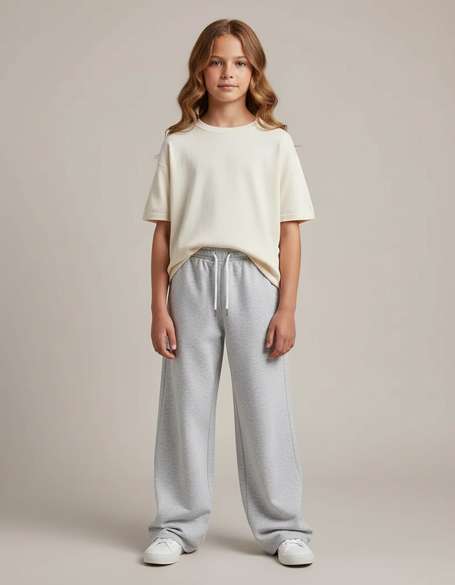Pantalon Gris Ample Molletonné Décontracté Unisexe
