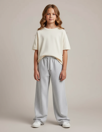 Pantalon Gris Ample Molletonné Décontracté Unisexe