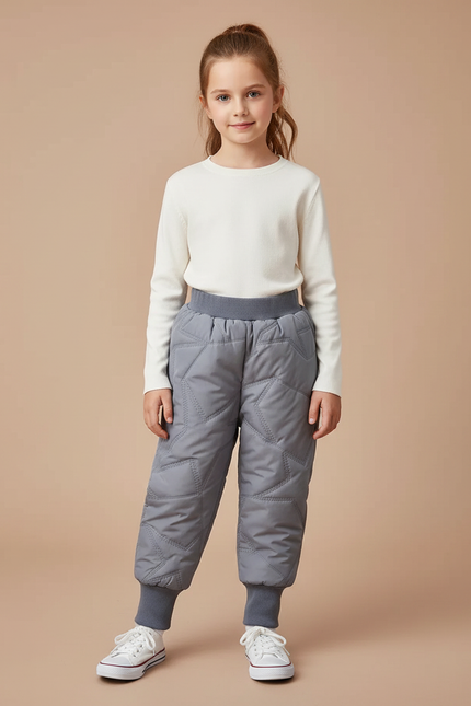 Pantalon Gris Matelassé Étoiles Chaud Enfant - Polyester