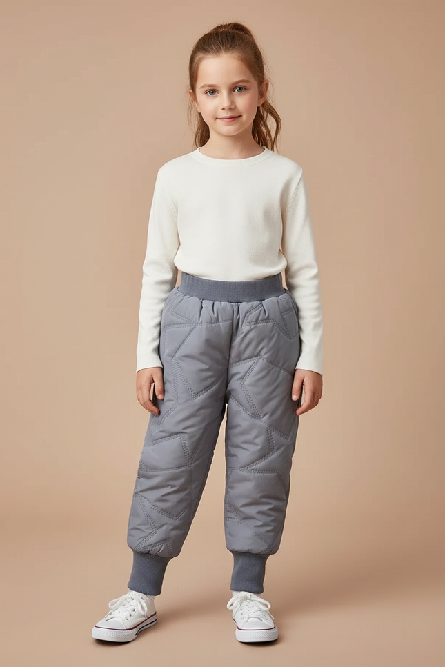 Pantalon Gris Matelassé Étoiles Chaud Enfant - Polyester