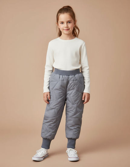 Pantalon Gris Matelassé Étoiles Chaud Enfant - Polyester