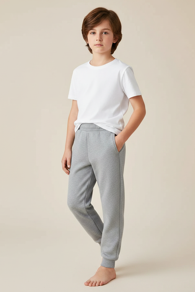 Pantalon Gris Molletonné Enfant Uni Confortable Jogging