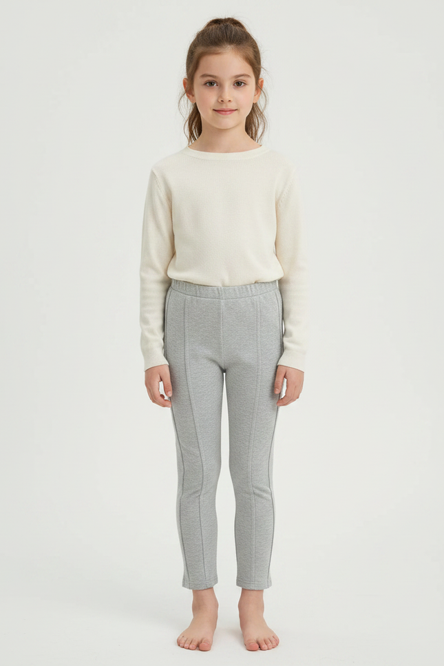 Pantalon Gris Coton Stretch Slim Fille - Molleton