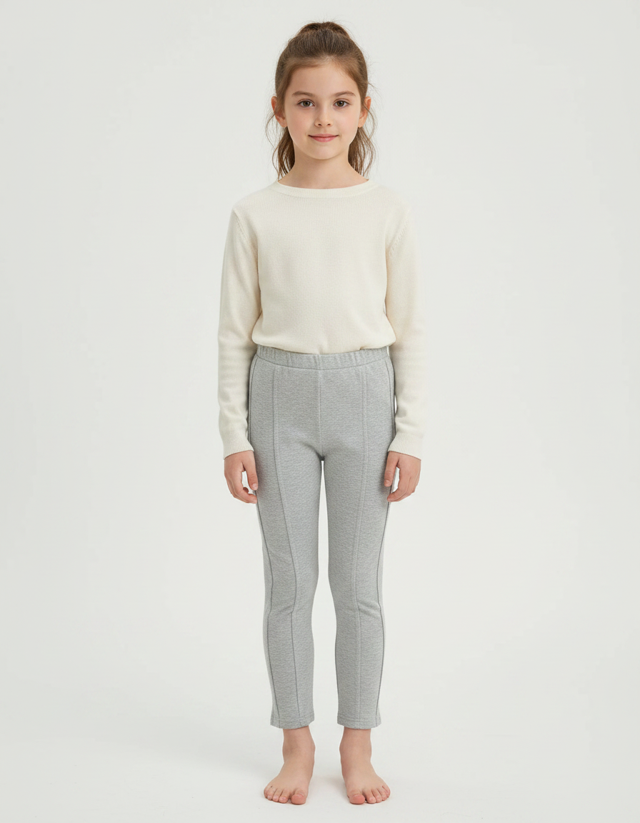 Pantalon Gris Coton Stretch Slim Fille - Molleton