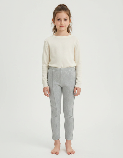 Pantalon Gris Coton Stretch Slim Fille - Molleton