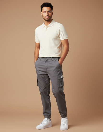 Pantalon Gris Cargo Décontracté Coton Homme Jogger
