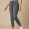 Pantalon Gris Délavé Droit Taille Haute Femme - Jean