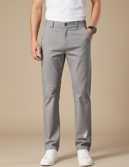 Pantalon Gris Chino Homme Décontracté Stretch Droit - Coton