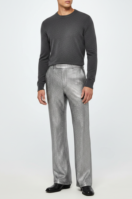 Pantalon Gris Métallisé - Argenté Maille