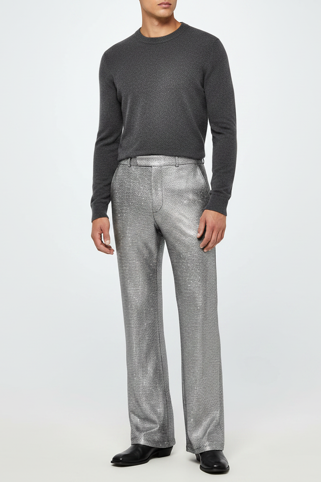 Pantalon Gris Métallisé - Argenté Maille