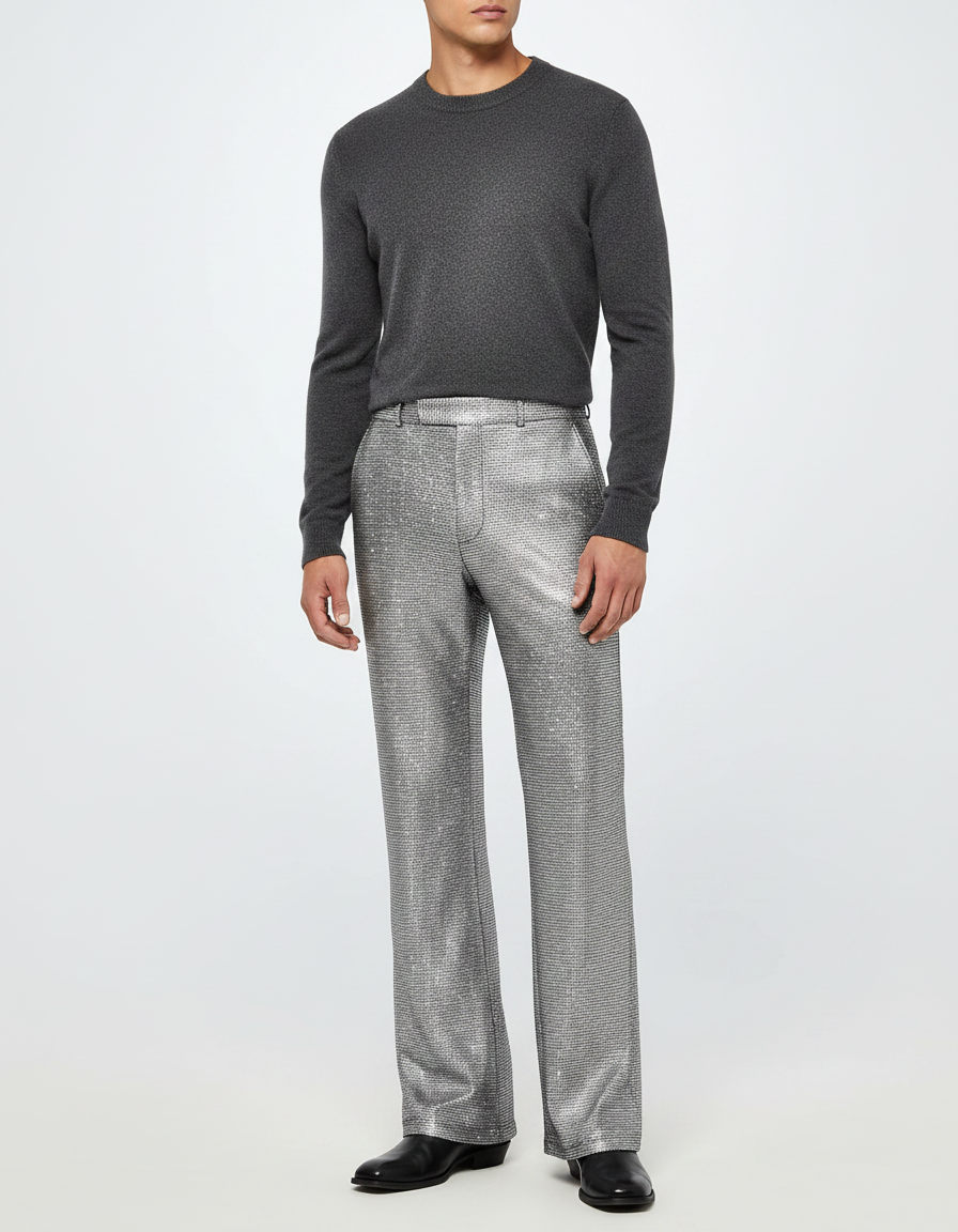 Pantalon Gris Métallisé - Argenté Maille