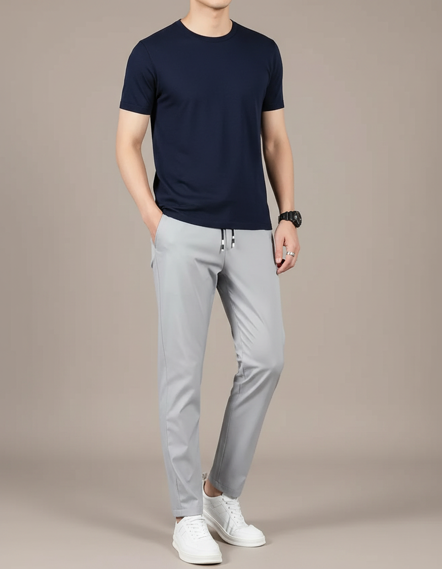 Pantalon Fuselé Homme Gris - Polyester