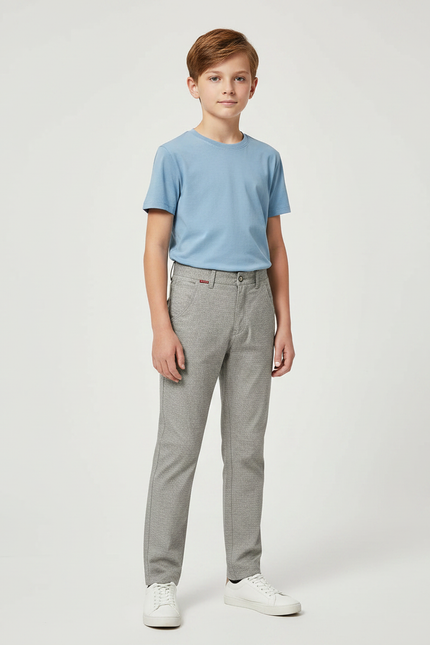 Pantalon Gris Décontracté Droit Coton Garçon