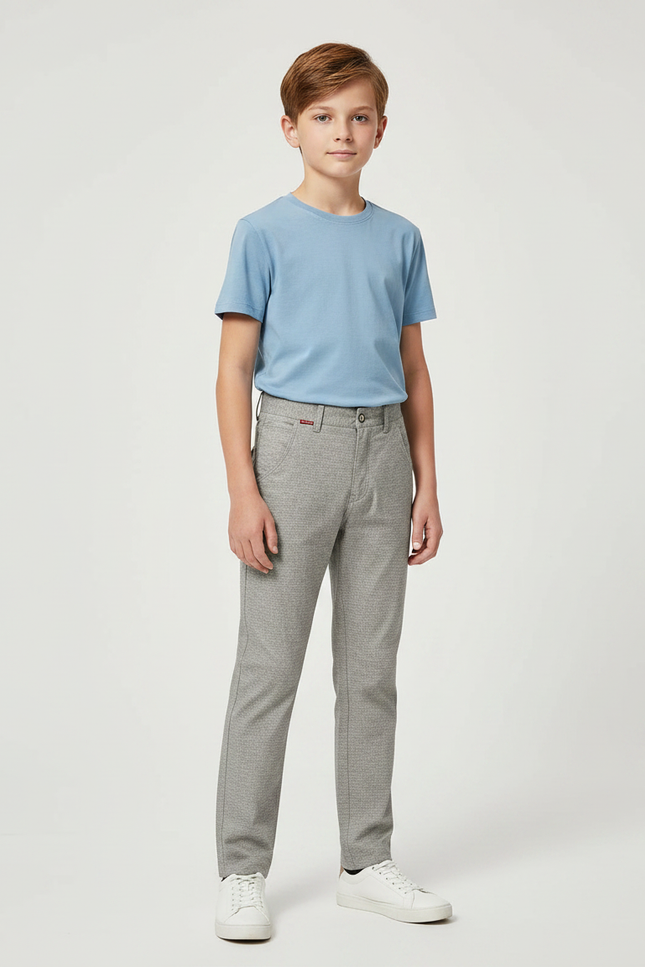Pantalon Gris Décontracté Droit Coton Garçon