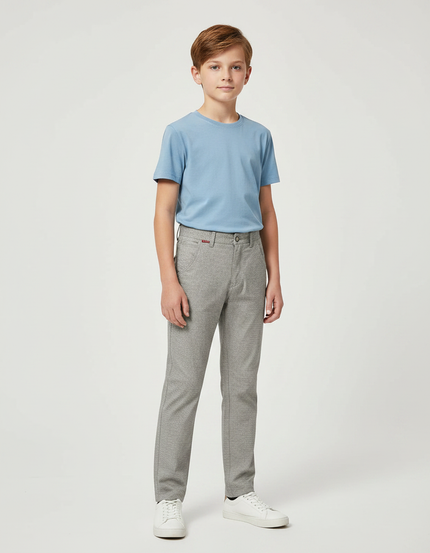 Pantalon Gris Décontracté Droit Coton Garçon
