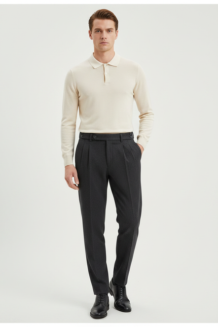 Pantalon À Pince Gris Homme - Laine