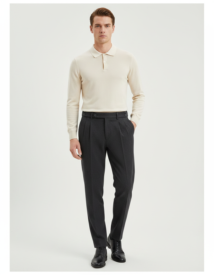 Pantalon À Pince Gris Homme - Laine