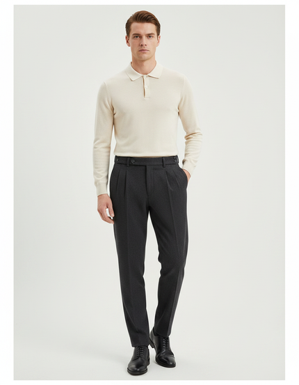 Pantalon À Pince Gris Homme - Laine
