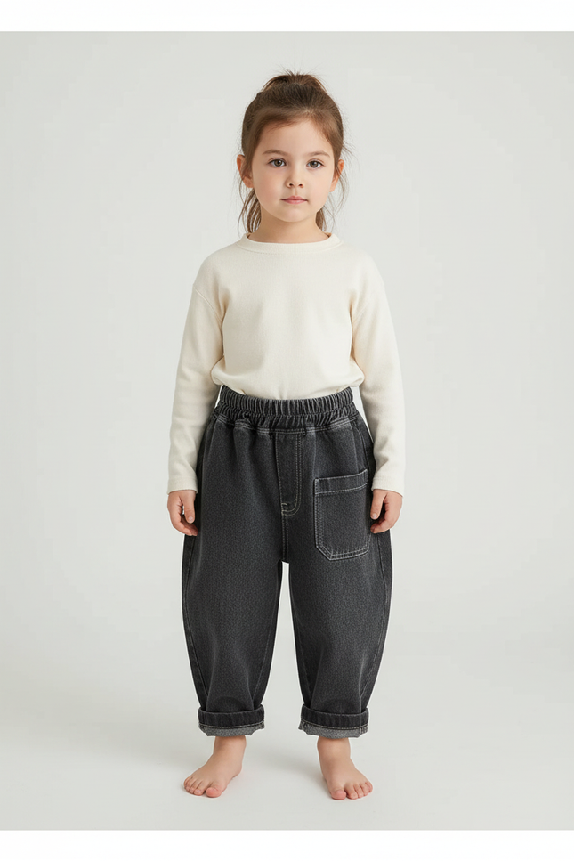 Pantalon Gris Ample Décontracté Denim Enfant - Jean