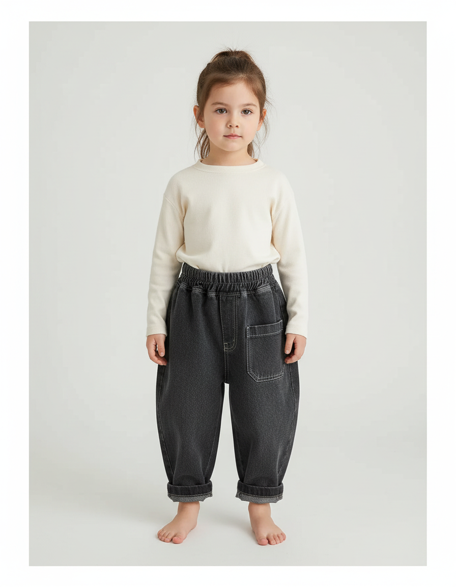 Pantalon Gris Ample Décontracté Denim Enfant - Jean