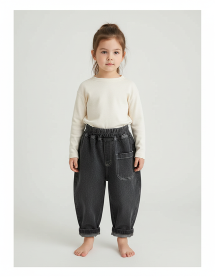 Pantalon Gris Ample Décontracté Denim Enfant - Jean