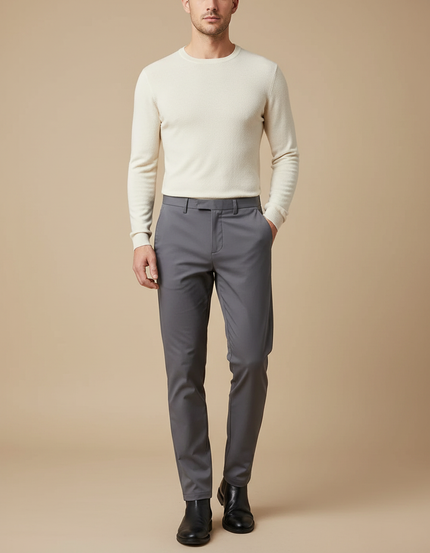 Pantalon Gris Homme Slim Fit Décontracté Élégant Droit - Polyester
