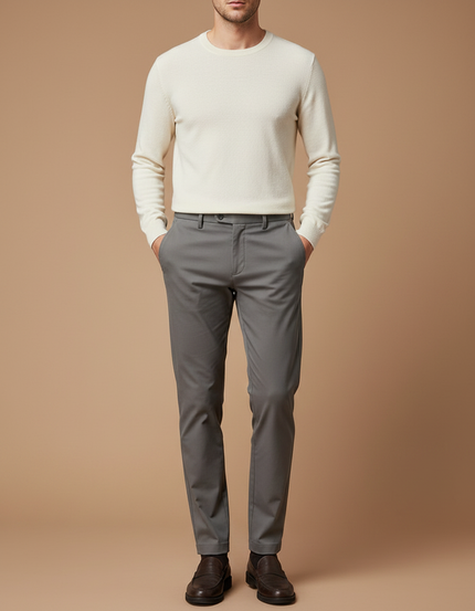 Pantalon Gris Homme Slim Fit Décontracté Élégant - Gabardine