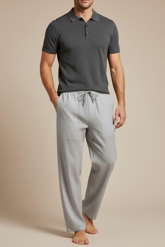 Pantalon Homme Lin Gris