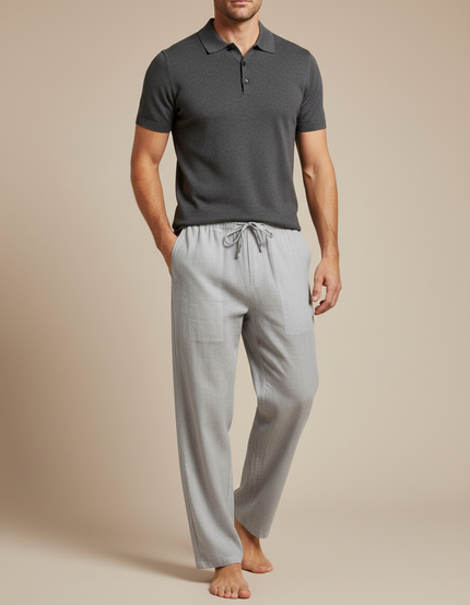 Pantalon Homme Lin Gris