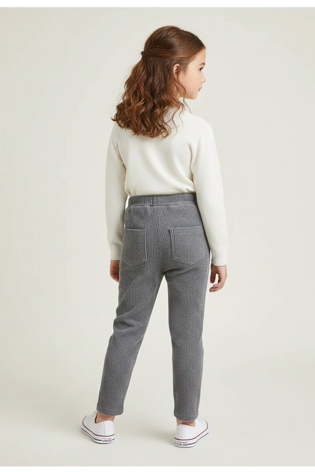 Pantalon Gris Fille - Cordé