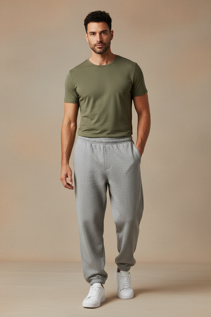 Pantalon Gris Ample Molletonné Confortable Jogging