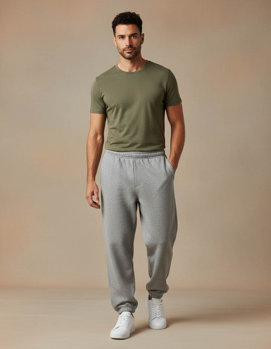 Pantalon Gris Ample Molletonné Confortable Jogging