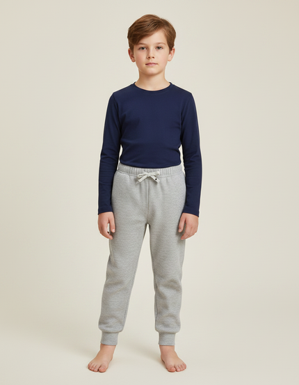 Pantalon Gris Molletonné Cordon Décontracté Enfant Sport