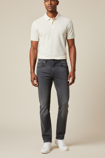 Pantalon Gris Jean Droit Homme Décontracté