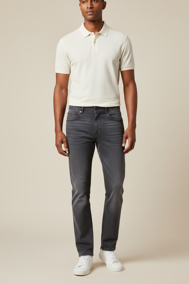Pantalon Gris Jean Droit Homme Décontracté