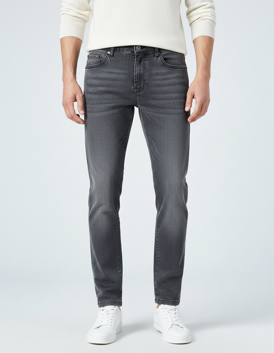 Pantalon Gris Slim Homme Denim Décontracté Tendance - Jean