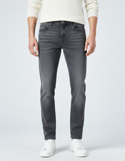 Pantalon Gris Slim Homme Denim Décontracté Tendance - Jean